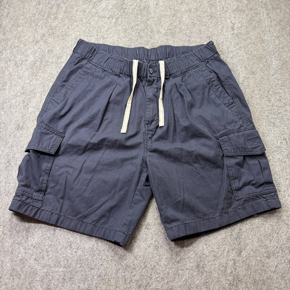 Tommy Bahama Survivor Cargo Shorts Men L Blue Elastic Drawstring Twill Shorts 8"